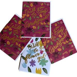 NWT David’s Bridal Floral Bridesmaids (3) And Flower-girl (1) Cards